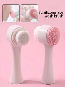 2-In-1 Silicone Cleansing Brush, Facial Cleansing Exfoliating Brush, Soft-Bristle Washable Face Brush, Dual-Sided Facial Cleansing Tool, With Ultra Fine Soft Pore Deep Cleansing Silicone Double Side Face Wash Scrub Brush, For Massaging, Makeup Removal, Skincare