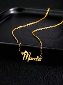 Customized Stainless Steel Name Necklace, Personalized Matte Simple Custom English Alphabet Font, Suitable Gift For Couples, Friends, Mother's Day, High-End Gift For Mom, Gold Fashion Jewelry Choker, Perfect Gift For Anniversary, Wedding, Friends Gathering, Back To School, Classmate Reunion,Gold,Stylish,Colorful,Vintage,Simple,Unisex,Casual,Cuties,Custom,Personalized,Unique,Ideal Gifts For Him,Ideal Gifts For Her,Her,Boyfriend,Girlfriend,Dad,Mom,Family,Friends,For Anniversaries,For Birthdays,For Graduation,For Prom,For Party,Jewelry,Jewelry