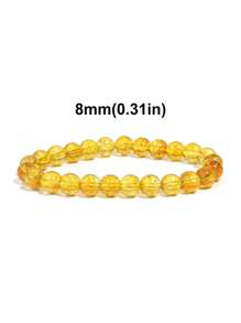 1pc Citrine Stretch Beaded Bracelet, Yellow Crystal Bracelet For Abundance, Luck, Wealth, Energy Healing Jewelry Gift 6mm 8mm 10mm