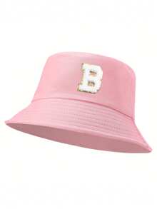 1pc Women'S 26 Letters Bucket Hat, Personalized Fashion Casual Sun Hat, Casual Holiday Beach Sun Hat For Travel, Daily Travel Outdoor Sports Hat, Sun Hat, Minimalist Bucket Hat, Lightweight And Foldable, Suitable For Outdoor, Travel, Hiking, Picnic, Commuting, Etc., Also A Great Gift For Mom Or Friends