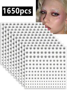 1650/825/165件 3-6毫米镀银亚克力假鼻环、耳环贴纸、假眉毛、唇环、非穿孔身体首饰、面部装饰