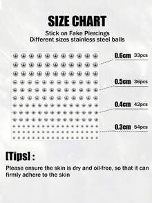 1650/825/165件 3-6毫米镀银亚克力假鼻环、耳环贴纸、假眉毛、唇环、非穿孔身体首饰、面部装饰