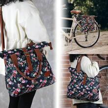 2025 Hottt New Arrivals:TOURBON Ladi Bicycle Pannier Shopper Waterproof Canvas Bike Bags For Rear Carrier Handbag For Cycling TravelBlackBlack - Bildfarbe - View 5