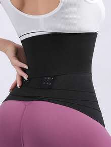 女士多规则腰部训练器绷带包裹式修身腰带长躯干腹部包裹腹部塑身腰部修身腰带 - 黑色 - 查看 3