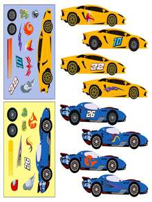 6pcs/Pack Racing Car DIY Puzzle Stickers, New Cross-Border Product - Multicolor - View 7
