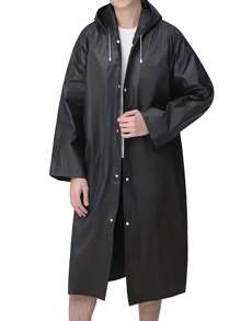 1pc,Raincoat, Reusable Adult Poncho, Portable EVA, Foldable Rainproof Jacket With Hood And Drawstring For Men And Women