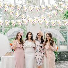 24 件野花三角横幅 - 预穿复古花卉花环纸，适用于野花主题派对、婚礼、新娘送礼会、生日、户外晚宴派对婴儿送礼会 - 纸质材料 - 无需电力 - 三角旗 - 查看 2