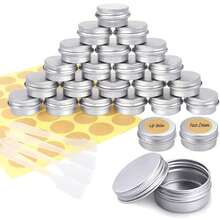 12/24 Pcs Aluminum Tin Metal Round Tins Screw Lid, Aluminum Tin Jar Refillable Containers, Metal Tins With Lids, Aluminium Empty Tins Metal Candle Storage Tin Jars Travel Tin Cans For Crafts, Candles, Cosmetics, Lip Balm, DIY(5ml/20ml/30ml/40ml/50ml/60ml ) - Multicolor - View 10
