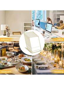 1/3/6pcs,Gold Borders Acrylic Sign Holder Picture Frame Display Stand Clear Paper Holder Table Menu Stands For Wedding Office Restaurant - Gold - View 6