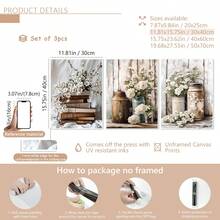 3 件/套无框帆布墙面艺术画花卉和书籍适用于家庭、客厅、咖啡店、办公室、墙面装饰艺术、豪华壁挂、海报、墙面艺术、房间装饰用品、现代、植物 - 彩色 - 查看 18