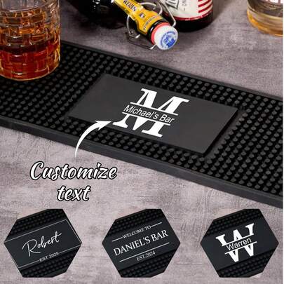 1pc Customized Bar Table Runner, Personalized Bar Mat, Coffee & Cocktail Coaster, Home Bar Accessory, Artistic Rubber Drink Coaster, Gift For Father, Boyfriend, Custom Coaster, Multi-Functional, Ornamental, Reusable, Exquisite, Stylish, High-Quality, Colorful, Modern, Custom, Personalized, Unique, Home, Garden, Office, For Anniversaries, For Valentine's Day, For Mother's Day, For Birthdays, For Father's Day, For Graduation, For Weddings, For Housewarming,Personal Items ,Forever Love