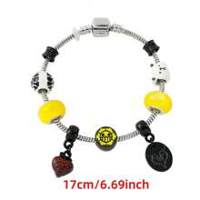 1 pieza Brazalete personalizado de estilo hip hop con diseño de personaje de anime "One Piece" de pirata esqueleto Monkey D. Luffy, adecuado para uso diario