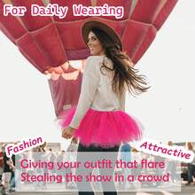 芭蕾舞裙女成人经典弹力五层狂欢节短款薄纱裙半腿袜配玫红色眼镜80年代女式舞蹈服装 - 彩色 - 查看 5