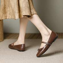 Women's Fashion Square Toe Slip-On Brown Bowknot Shoes, Casual Office Versatile Flats For Spring Summer Outdoor, High-End Quality Ballet Flats For Party Wedding - màu nâu - Xem 6