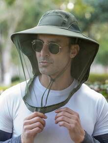 户外钓鱼帽网眼面罩遮阳帽男士透气网眼男士太阳帽夏季帽子，适合徒步、钓鱼等夏季户外活动