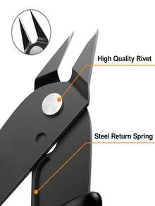 1 Pc Black 170 Wire Cable Cutters, Precision Electronic Flush Cutter Small Micro Side Cutting Pliers For Jewelry Making, 3D Printer Work, Model Craft - Black - View 3