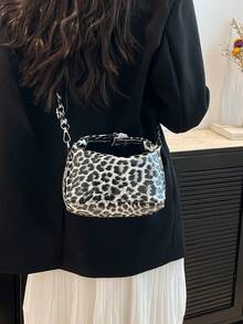 Large Capacity Tote Bag, Fashion One Shoulder Crossbody Bag, PU Material, Party Purse - Black - View 9