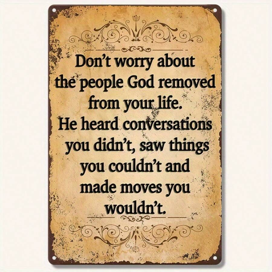 1PC Vintage Metal Sign, Motivational Quote, Do Not Worry About People God Removed, Inspirational Wall Art, Rustic Decor, Perfect For Living Room & Office, 8x12 Inches / 20x30 Cm - 8x12吋/20x30公分-1件 - 查看 1