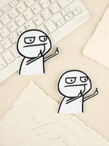 2pcs Dislike Gesture Embroidered Patches, Funny Cute Polyester Iron-On/Sew-On Decorative Patches, Suitable For DIY On Clothing, Bags, Shoes, Hats - Black and White - View 1