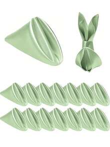 4/8/12/16 Pcs Elegant Sage Green Satin Napkins, 17x17 Inches - Smooth & Silky, Suitable For Dinner And Decoration, Ideal For Weddings, Parties And Graduations - Green - View 1