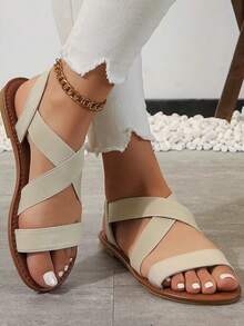 Versatile & Comfortable Solid Color Bohemian Woven Strap Round Toe Beach, Wedding, Party, Indoor & Outdoor Summer Sandals