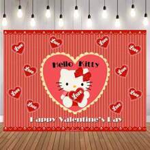 Sanrio Sanrio Family Hello Kitty Happy Birthday Pink Fantasy Scene Balloon Decoration For Birthday Bath Party Background Decoration Banner Vinyl