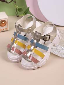Giày sandal La Mã thời trang cho bé gái, giày cao gót đế xuồng, giày công chúa thanh lịch, thích hợp cho đi mua sắm hàng ngày, dự tiệc và đi biển. - Nhiều màu - Xem 2
