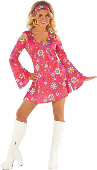 Morph Costumes Groovy Hippie Costume For Women - 70s Disco Fancy Dress, Retro 60s Outfit, Perfect For Halloween And Themed Parties