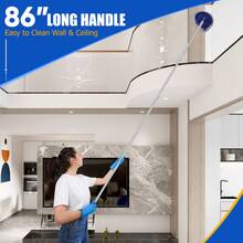 Max 86'' Flexible Long Handle Wall Cleaner With 90° Cleaning Angle, Wall Mop For Painted Walls,Ceiling,Window,Floor,Baseboard Cleaner Tool Duster, Dry Dust & Wet Wash Cleaning Mop With 6 Pads - Màu xanh lam - Xem 5