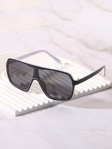 1 Pair Big Frame Fashion Solid Black Sunglasses - Multicolor - View 19