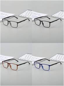1 Pair, 2 Pairs, 4 Pairs Of Classic Square Clear Lens Glasses For Men, Simple And Elegant Design, Suitable For Daily Life And Office Use - Clear - View 16