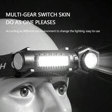 Super Bright LED Headlamp Rechargeable Flashlight With XPE COB Beads And Tail Magnet Dual Purpose Work Light, Camping Accessories - Multicolor - View 4