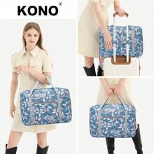 Foldable Waterproof Travel Bag Unisex Lightweight Cabin Luggage Gym Tote Weekend Holdall Carry On Handbag For Men And Women Holidays And Gifts - Blue-flowers - View 1