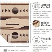 Tan Mexican Blanket By Laguna Beach Textile Co Beach Yoga Camping Or Drative Throw Blanket Traditional Handmade Serape Wheat Sol - Wheat - View 3