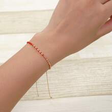 1PC Summer Bohemian Leisure Vacation Style Random Mixed Color Bead Bracelet, INS Colored Fine Rice Bead Adjustable Bracelet, Stackable Summer Beach Couple/Best Friend Bracelet, Suitable For Daily Commuting, Festival Party, Beach Travel, Best Gift For Family And Friends, Summer Gift, Vacation Gift