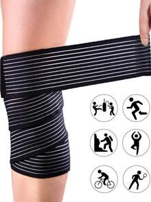 1Pc Elastic Wrap Ankle Support Brace Compression Knee Elbow Wrist Ankle Hand Support Wrap Gym Sports Bandage Strap ﻿,Compression Bandage Brace Support For Legs,Stabilising Ligaments, Squat,Basketball,Running