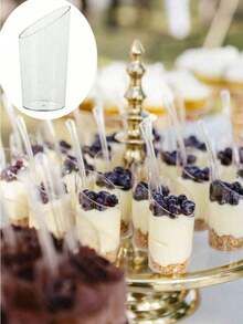 10pcs/20pcs/30pcs/40pcs Round Slanted Mousse Cups, Transparent Pudding Cups For Party, Wedding, Catering, Ice Cream, Dessert, Appetizer Cups, Suitable For Party, Wedding, Catering, Ice Cream, Fruit, Milk, Pudding And Food Containers, Kitchen Supplies - Clear - View 3