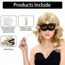 30 de recuzită pentru cabină foto neagră și aurie, accesorii pentru cutie foto, decor pentru cabină foto de petrecere pentru nuntă, decor pentru masă, ziua de naștere, carnaval tematic, decorare petrecere, întâlnire și orice eveniment foto, recuzita noastră foto pentru petrecere va crea o atmosferă distractivă de petrecere. - Multicolor - Vizualizare 3