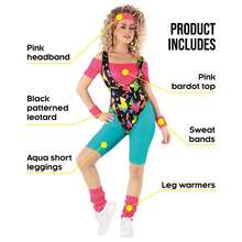 Morph Costumes 80s Workout Costume For Women - Retro Fancy Dress With Leotard, Shorts, Legwarmers & Accessories - Perfect For Halloween Parties - Multicolor - View 3