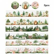 1 Roll Of 4CM Wide * 2M Long Two Styles Of Stickers Forest Animal Flower Garden Fence Mushroom Handbook Tape Stickers Aesthetic Stickers For Scrapbook Journaling Water Bottles Laptop, Scrapbooking Supplies Kit, Waterproof Vinyl Bullet Junk Journal Stickers For Adults Back To School