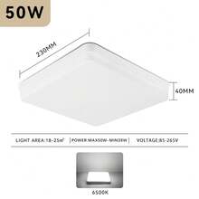 CANMEIJIA 1 pieza Panel de luz cuadrado montado en el techo con marco blanco, estilo moderno, 85V-265V sin parpadeo, luz blanca/neutra/cálida, alto brillo, diseño delgado, adecuado para pared/pasillo/habitación/entrada/techo/cocina/sala de estar/baño/dormitorio/estudio, lámpara de techo interior selecciona el tamaño según el escenario de uso - marco blanco - Ver 15