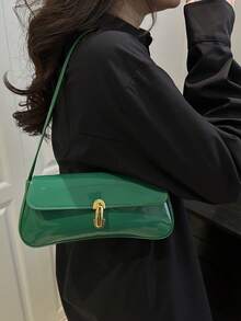 Women's Retro Faux Leather Flap Decor Underarm Shoulder Bag, Suitable For Dates, Outings, Parties And Other Occasions - Green - View 4