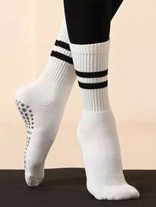 2 Pairs Women Anti-Slip Pilates Socks, Grip Yoga Socks With Traction, Black - Multicolor - View 4