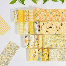 40pcs Yellow Floral Cotton Fabric Patchwork Roll 2.5x19.69 Inch Quilting Strips For DIY Crafts - Yellow - View 3