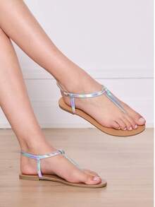 时尚优雅的激光人字拖，夏季 - 銀色 - 查看 2