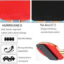 Ping Pong Table Tennis PaddleProfional Racket With Carrying Case For Tournament Play 6002Long Paddle - as pic - View 4