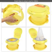 Bebamour Reise Töpfchen für Kleinkinder faltbare Toilette Sitz für Kinder tragbare Töpfchen Ausbildung Auto Töpfchen mit Potty Liners, Handtasche tragen Portty im Freien,Yellow