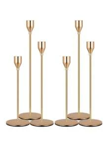 1/2/3/6 Pcs Candle Holder Set, Gold Metal Luxury Candle Stand, Home/Wedding/Romantic Dinner Decor, Room Decoration, Home Decor, Gift, Holiday Decoration