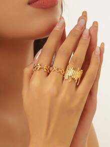 Set de 3 anillos de cóctel con forma de ala de mariposa, de acero inoxidable con textura geométrica asimétrica y multicapa, adecuados para mujer, San Valentín, fiesta, cita, regalo, diario, festividad, boda, compromiso, Día de la Madre, mejor amiga
