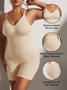 1 Pieza Shapewear tipo corsé sin espalda sexy y de microfibra para mujer de talla grande, uso de verano
